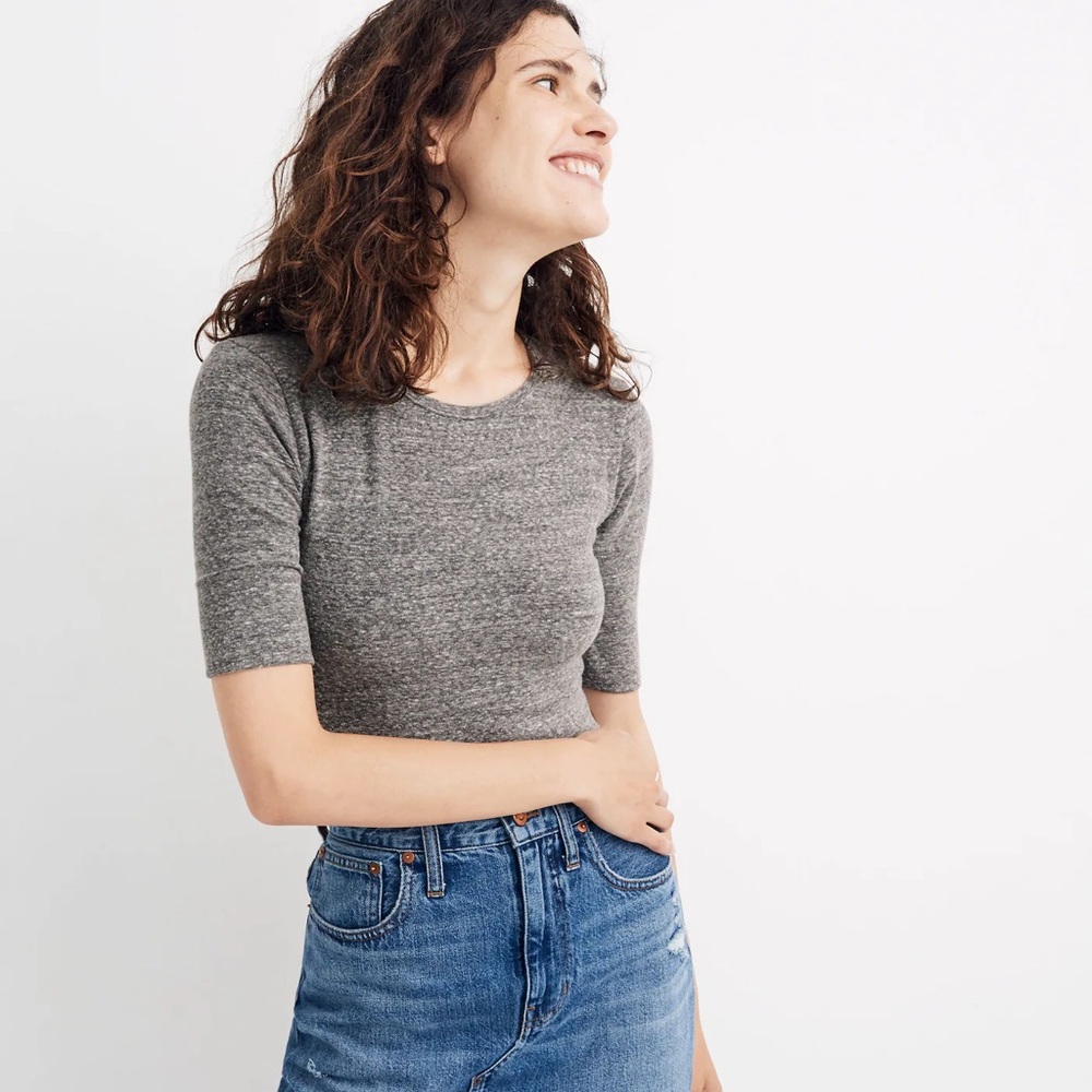 Madewell Gray Fitted Thong Bodysuit